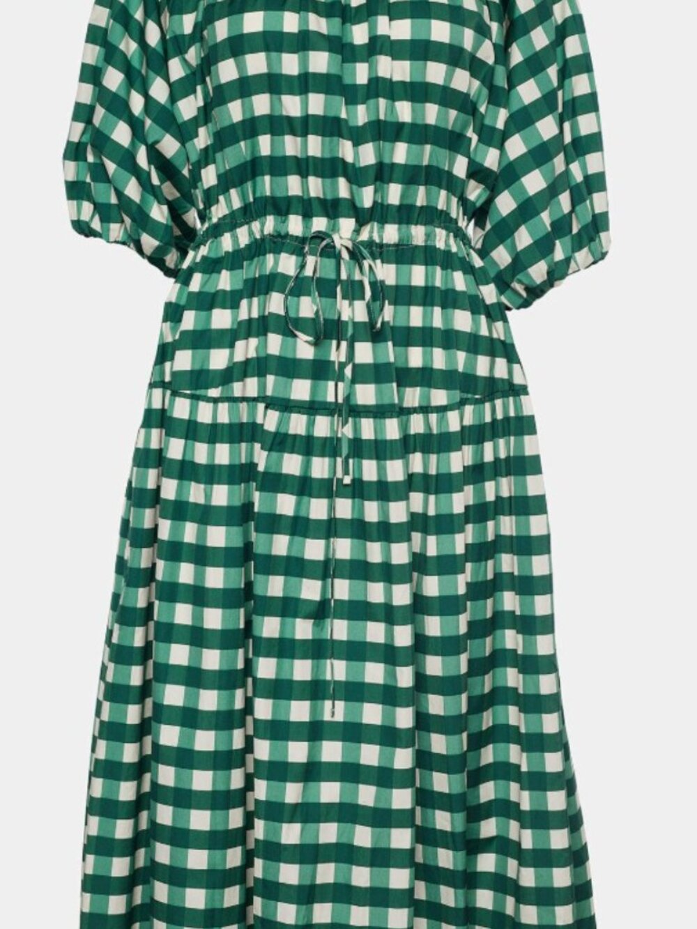 Weekend Max Mara Green Gingham Check Cotton Midi Dress